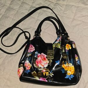 Brahmin Black Floral Crossbody Bag